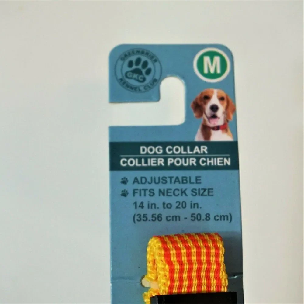 Dog Collar Reflective Size M Orange and Red Stripe 1 Unit